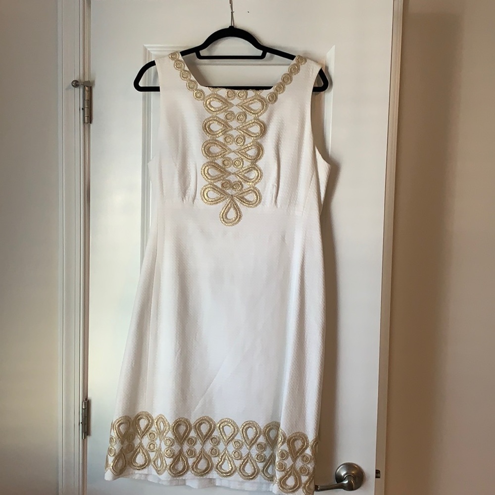 Lily Pulitzer white/gold sheath - 14
